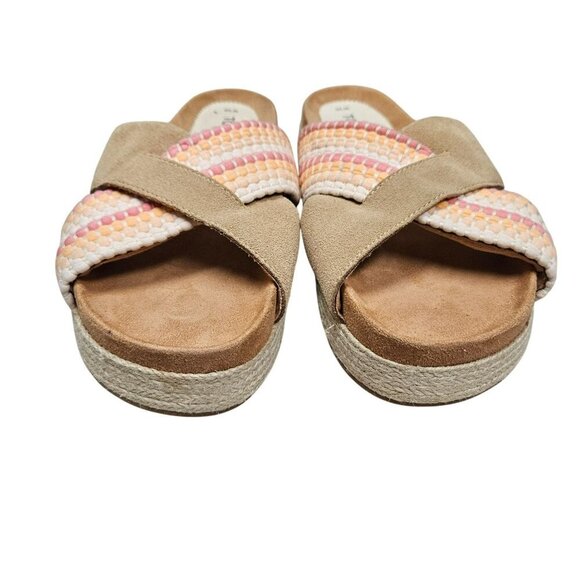 Toms Womens Espadrille Woven Platform Sandals Size 10 Beige Multicolor Slide‎ on - Picture 6 of 12